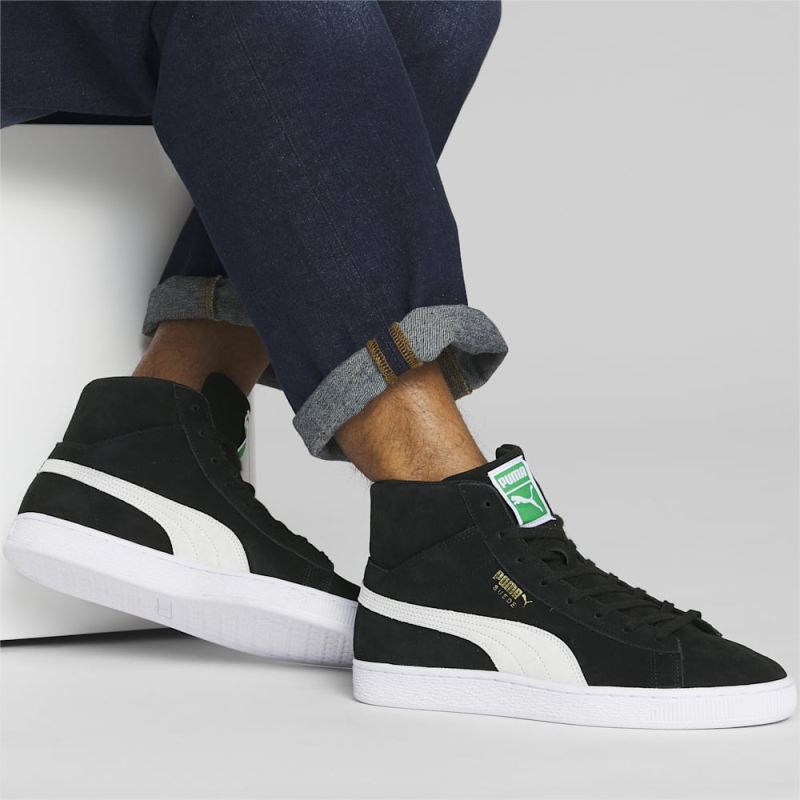 Puma | Men's Suede Mid XXI Sneakers - Black-White-Amazon Green