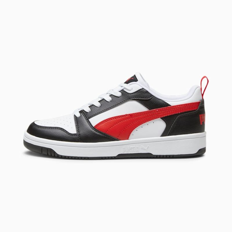 Puma | Men's Rebound V6 Low Sneakers - White-For All Time Red-Black