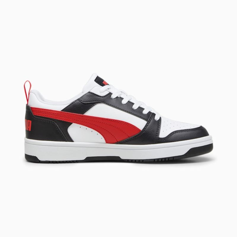 Puma | Men's Rebound V6 Low Sneakers - White-For All Time Red-Black