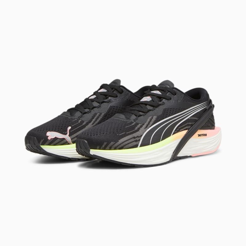 Puma | Women's Run XX NITRO 2 Running Shoes - Black-Koral Ice-Speed Green-Silver