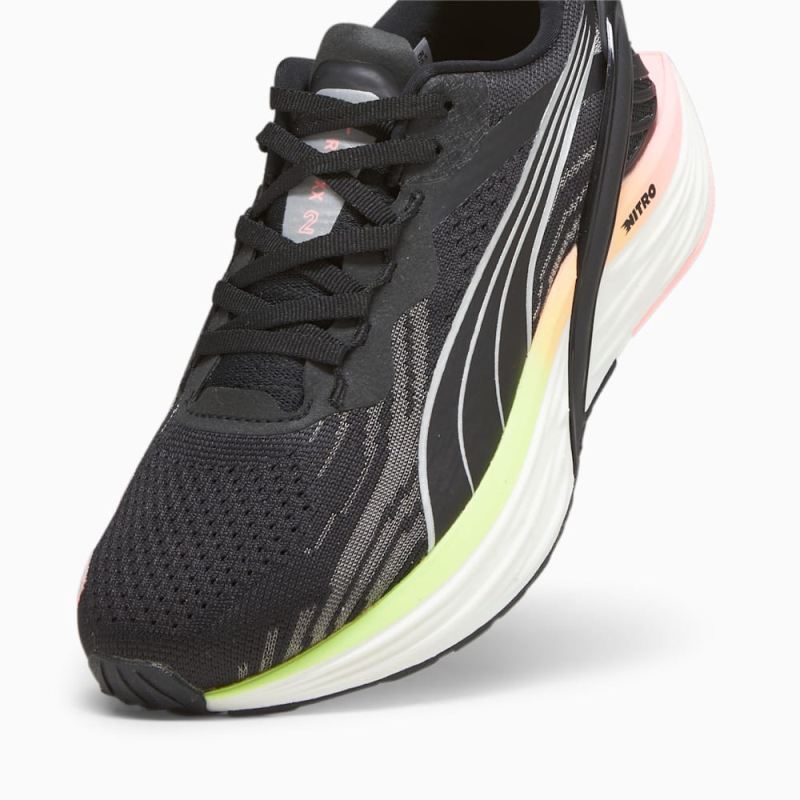 Puma | Women's Run XX NITRO 2 Running Shoes - Black-Koral Ice-Speed Green-Silver