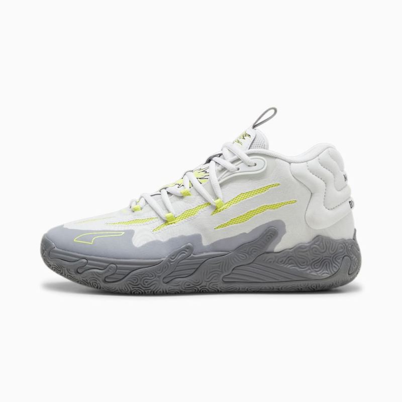 Puma | Men's x LAMELO BALL MB.03 Chino Hills Basketball Shoes - Feather Gray-Lime Smash