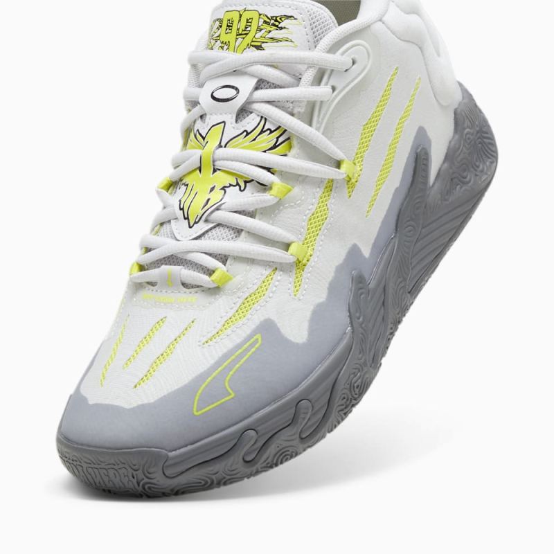 Puma | Men's x LAMELO BALL MB.03 Chino Hills Basketball Shoes - Feather Gray-Lime Smash