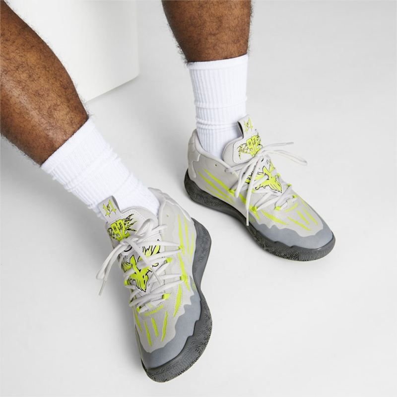 Puma | Men's x LAMELO BALL MB.03 Chino Hills Basketball Shoes - Feather Gray-Lime Smash