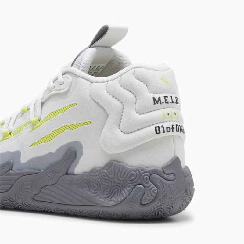 Puma | Men's x LAMELO BALL MB.03 Chino Hills Basketball Shoes - Feather Gray-Lime Smash