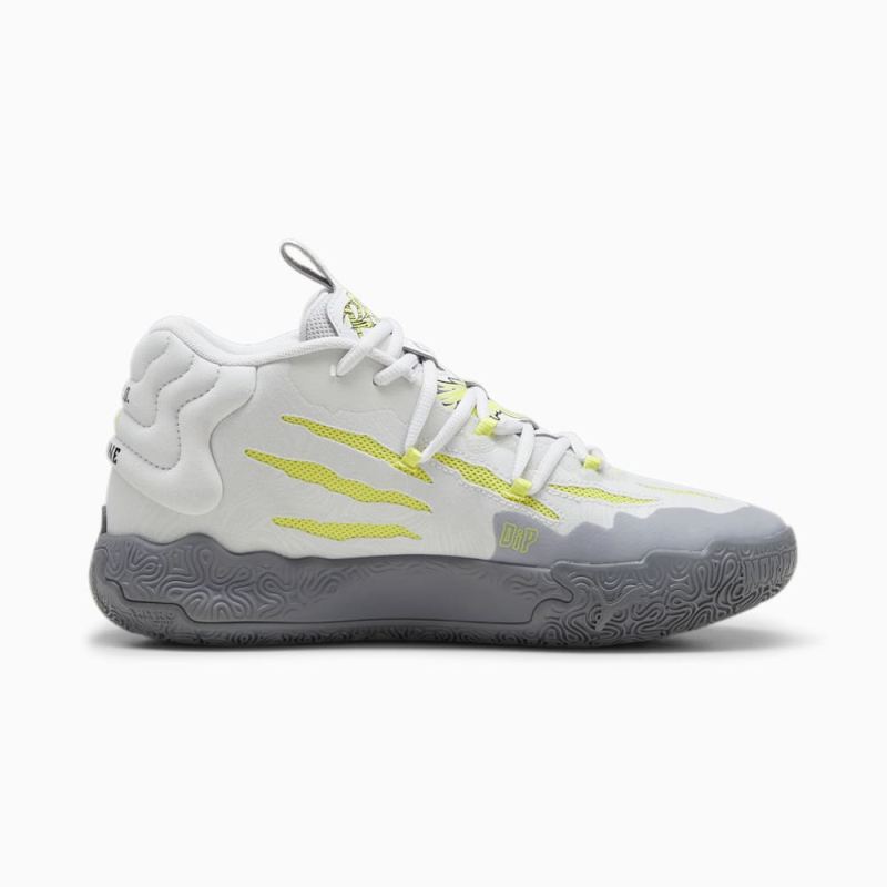 Puma | Men's x LAMELO BALL MB.03 Chino Hills Basketball Shoes - Feather Gray-Lime Smash