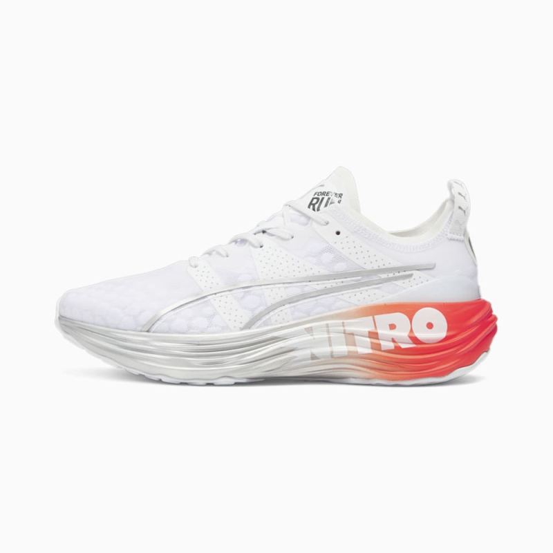 Puma | Men's ForeverRun NITRO Running Shoes - White-Silver-Cherry Tomato