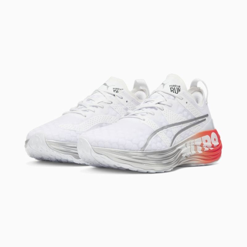 Puma | Men's ForeverRun NITRO Running Shoes - White-Silver-Cherry Tomato