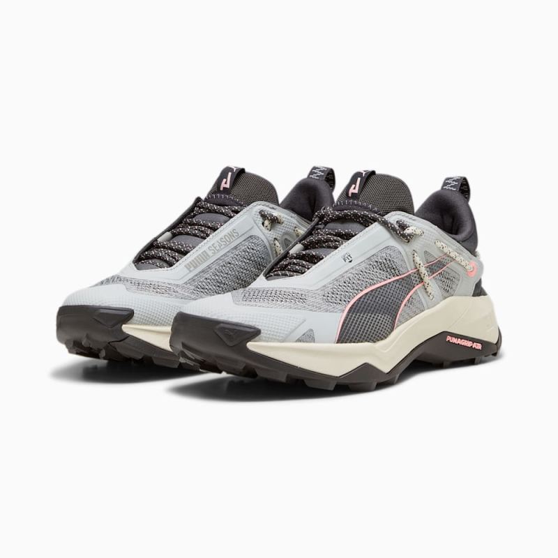 Puma | Women's SEASONS Explore NITRO Hiking Shoes - Ash Gray-Alpine Snow-Koral Ice