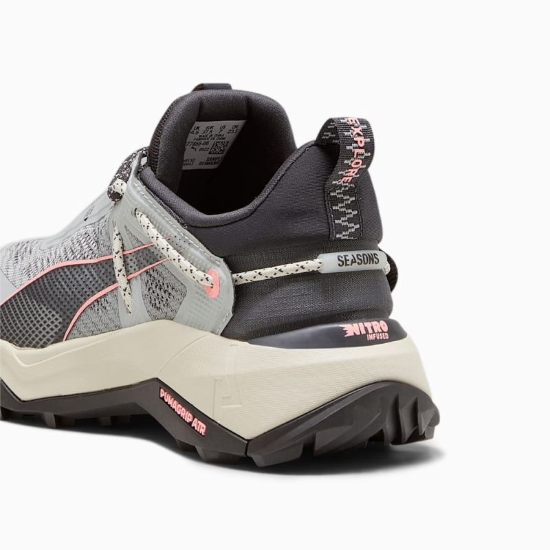 Puma | Women's SEASONS Explore NITRO Hiking Shoes - Ash Gray-Alpine Snow-Koral Ice