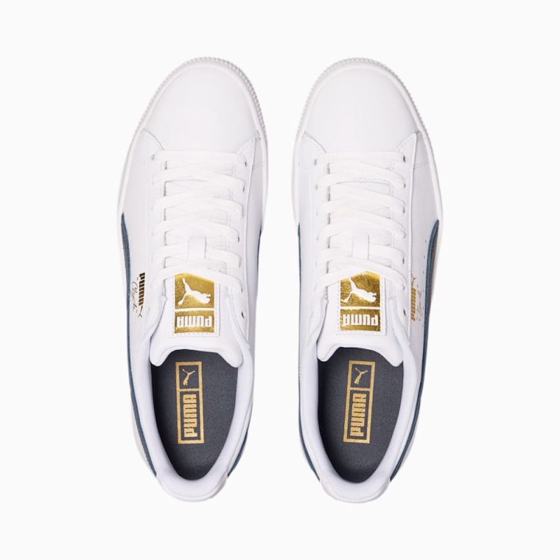 Puma | Men's Clyde Core Foil Sneakers - White-New Navy-Team Gold