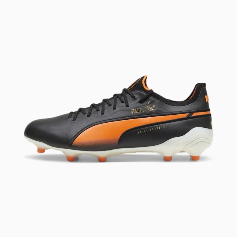 Puma | Men's KING ULTIMATE Cruyff FG/AG Soccer Cleats - Black-White-Rickie Orange-Gold-Frosted Ivory