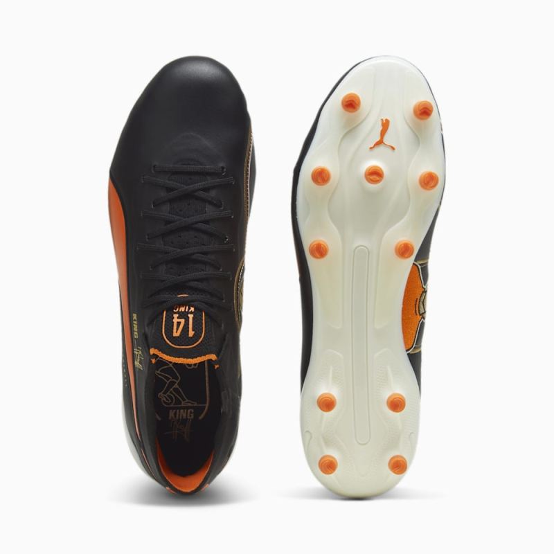 Puma | Men's KING ULTIMATE Cruyff FG/AG Soccer Cleats - Black-White-Rickie Orange-Gold-Frosted Ivory