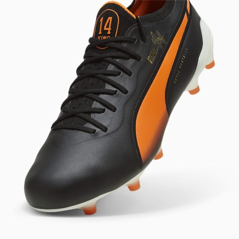 Puma | Men's KING ULTIMATE Cruyff FG/AG Soccer Cleats - Black-White-Rickie Orange-Gold-Frosted Ivory