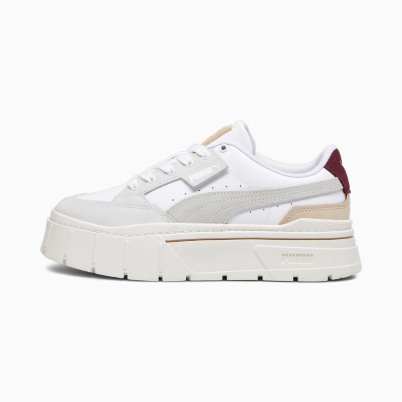 Puma | Women's Mayze Stack Luxe Sneakers - White-Warm White-Dark Jasper - Click Image to Close