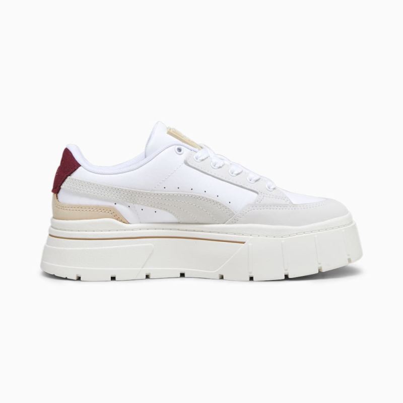 Puma | Women's Mayze Stack Luxe Sneakers - White-Warm White-Dark Jasper