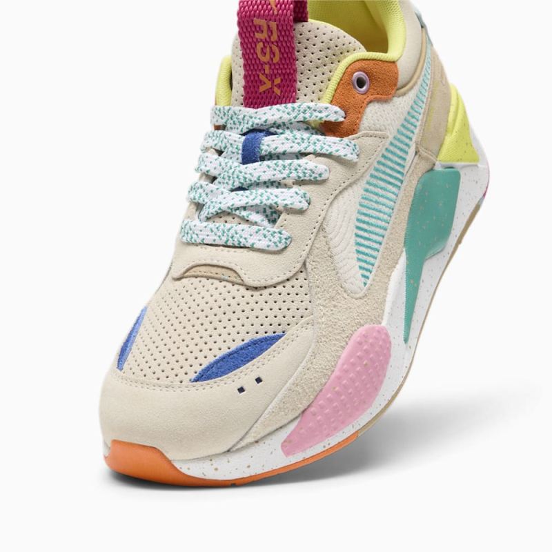 Puma | Women's RS-X Suede Multi Sneakers - Alpine Snow-Prairie Tan-Rickie Orange