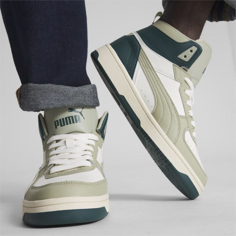 Puma | Men's Rebound Joy Sneakers - Vaporous Gray-Pebble Gray-Varsity Green