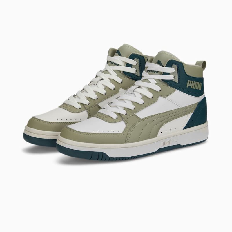 Puma | Men's Rebound Joy Sneakers - Vaporous Gray-Pebble Gray-Varsity Green