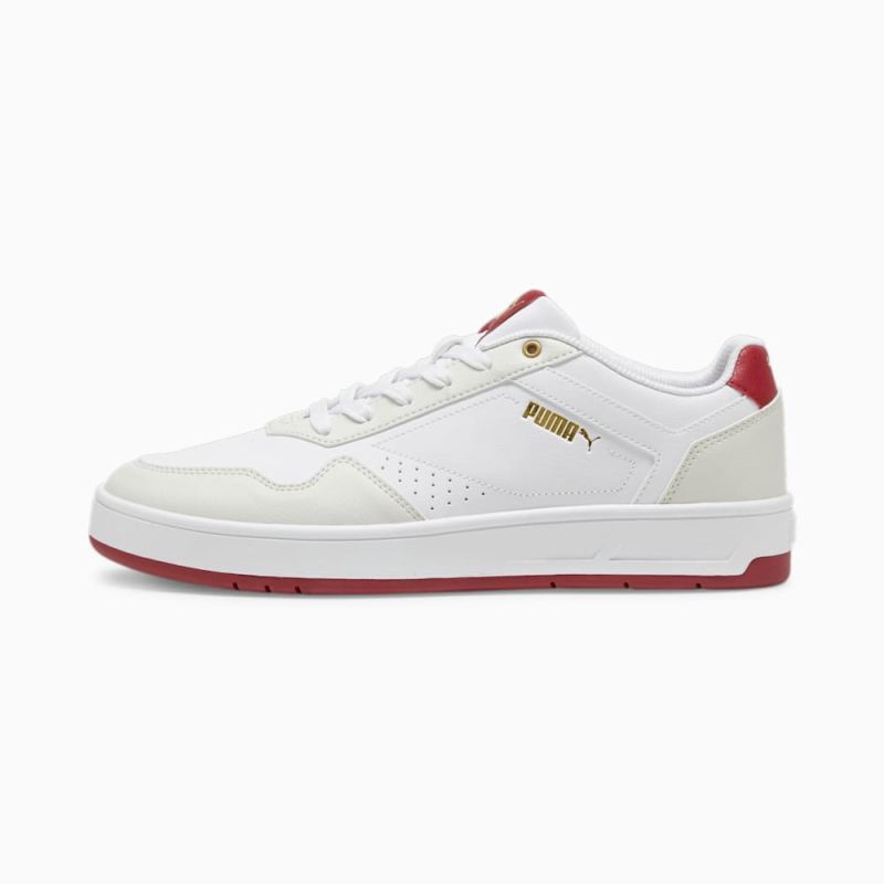 Puma | Men's Court Classic Sneakers - White-Vapor Gray-Club Red