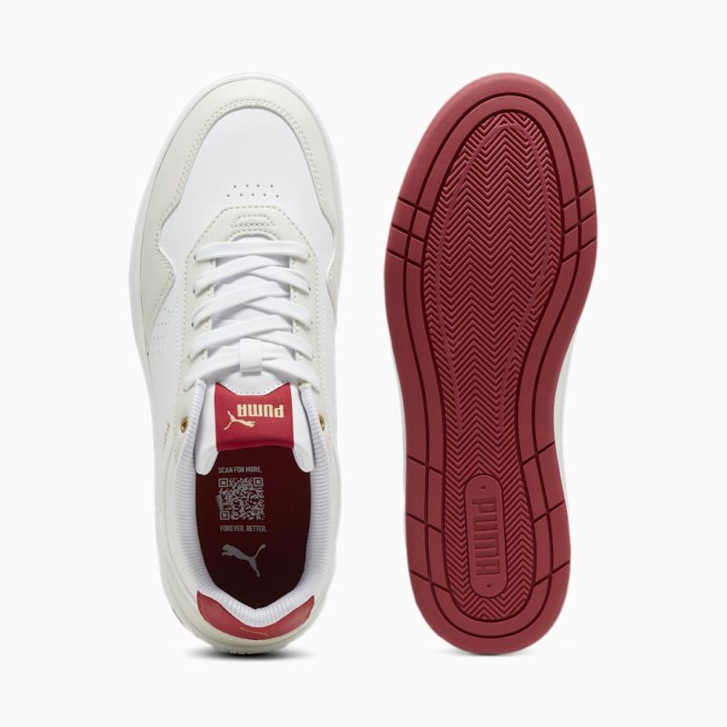 Puma | Men's Court Classic Sneakers - White-Vapor Gray-Club Red