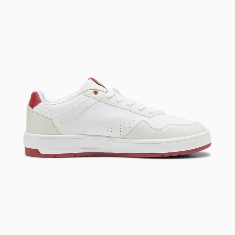 Puma | Men's Court Classic Sneakers - White-Vapor Gray-Club Red