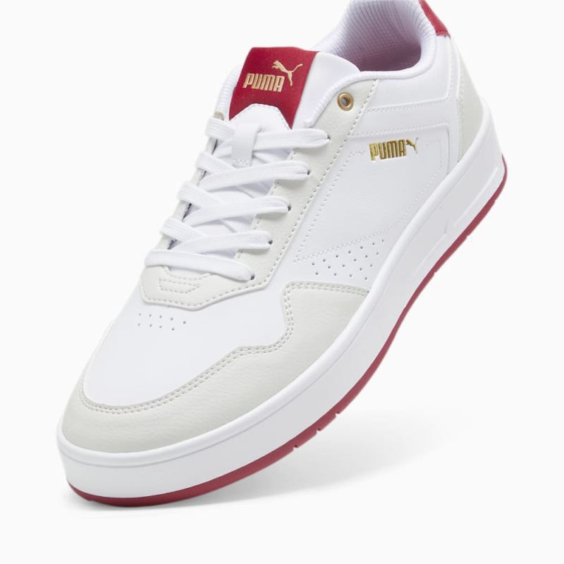 Puma | Men's Court Classic Sneakers - White-Vapor Gray-Club Red