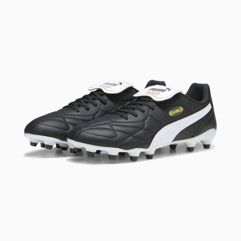 Puma | Men's KING TOP FG/AG Soccer Cleats - Black-White-Gold