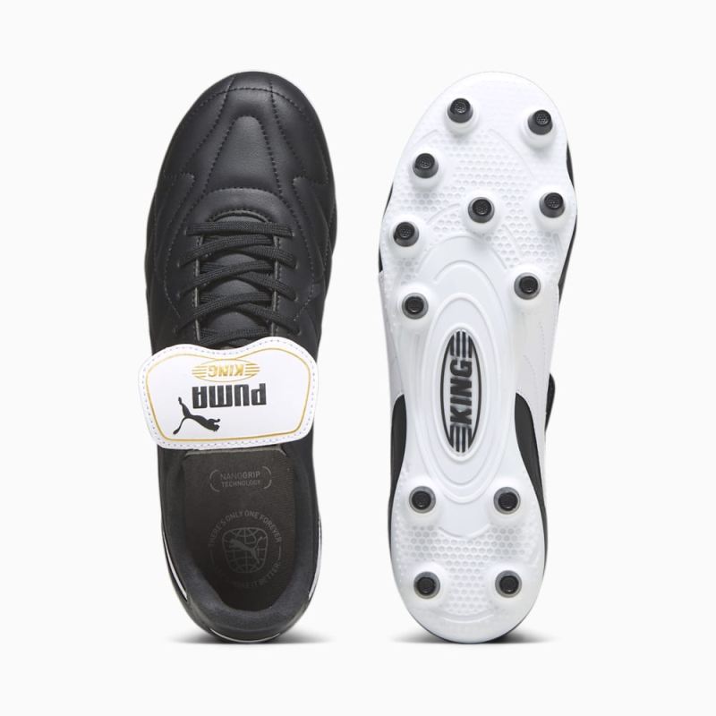 Puma | Men's KING TOP FG/AG Soccer Cleats - Black-White-Gold