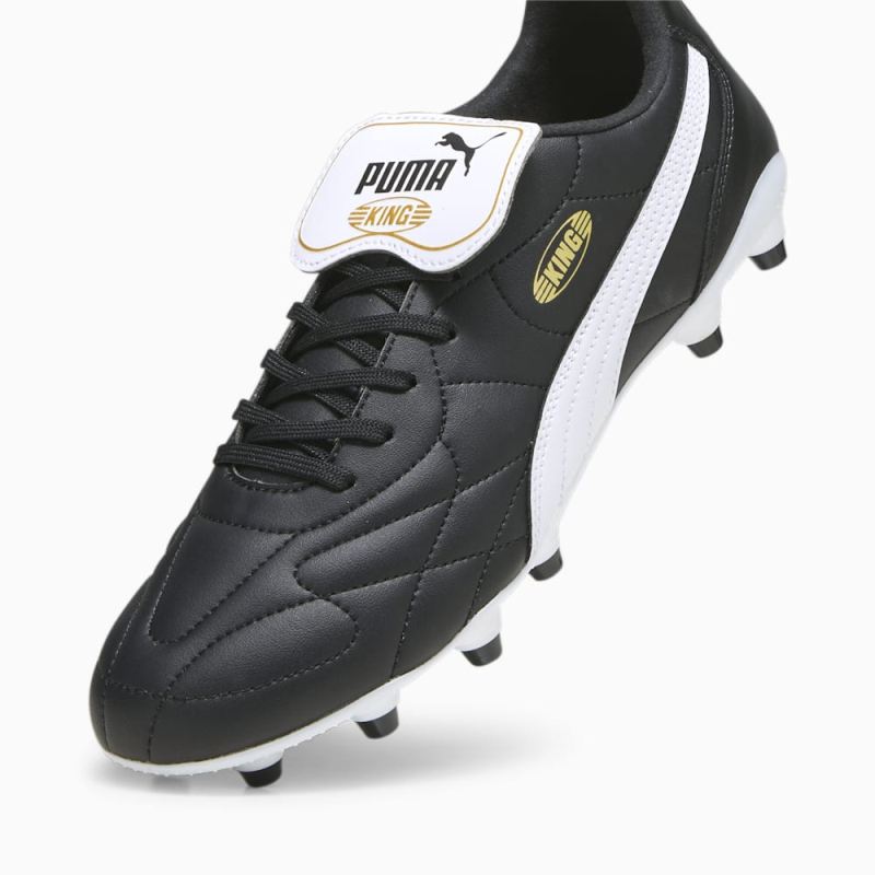 Puma | Men's KING TOP FG/AG Soccer Cleats - Black-White-Gold