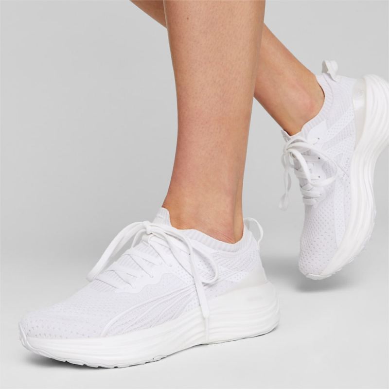 Puma | Women's ForeverRun NITRO Knit Running Shoes - White-Feather Gray