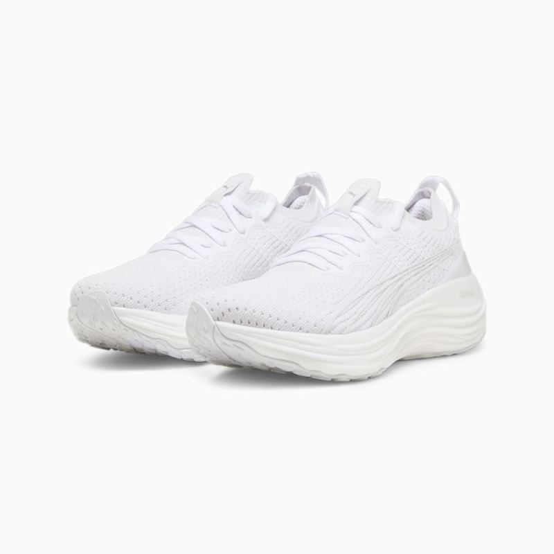 Puma | Women's ForeverRun NITRO Knit Running Shoes - White-Feather Gray