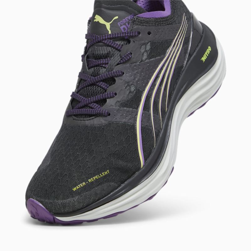 Puma | Women's ForeverRun NITRO WTR Running Shoes - Black-Purple Pop-Yellow Burst