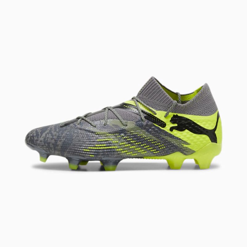 Puma | Men's FUTURE 7 ULTIMATE RUSH FG/AG Soccer Cleats - Strong Gray-Cool Dark Gray-Electric Lime