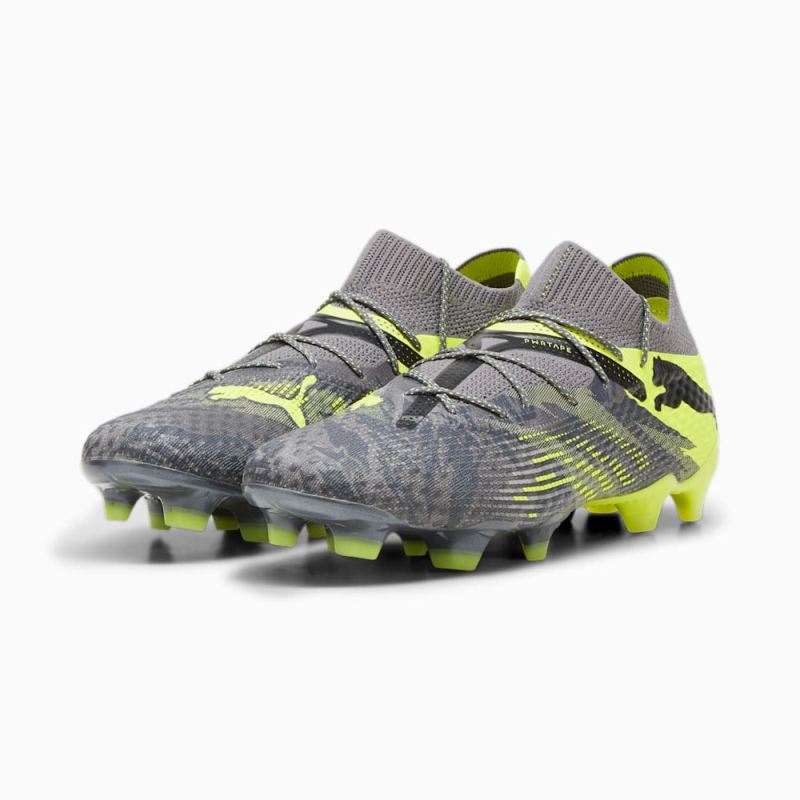 Puma | Men's FUTURE 7 ULTIMATE RUSH FG/AG Soccer Cleats - Strong Gray-Cool Dark Gray-Electric Lime