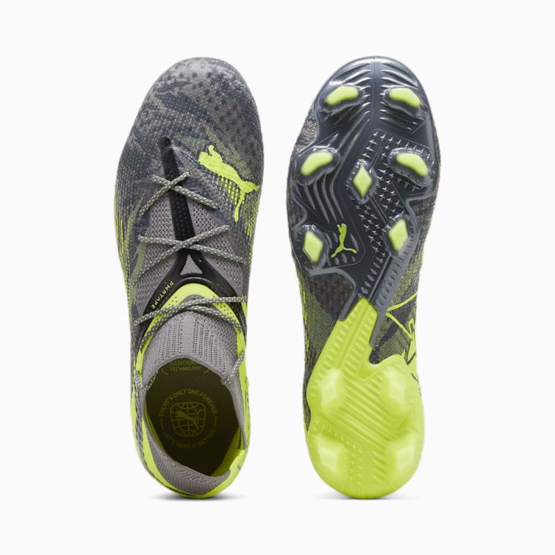 Puma | Men's FUTURE 7 ULTIMATE RUSH FG/AG Soccer Cleats - Strong Gray-Cool Dark Gray-Electric Lime