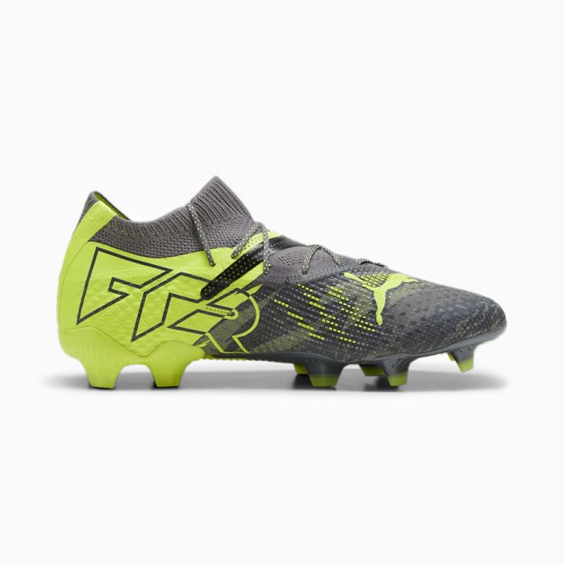 Puma | Men's FUTURE 7 ULTIMATE RUSH FG/AG Soccer Cleats - Strong Gray-Cool Dark Gray-Electric Lime