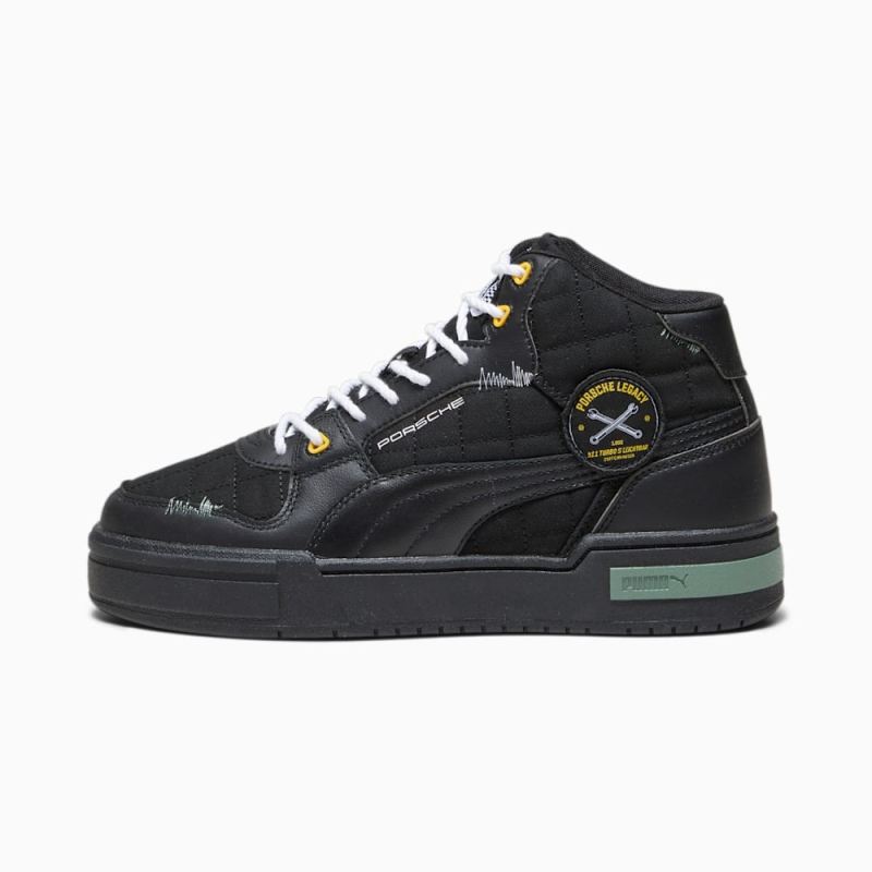 Puma | Men's Porsche Legacy CA Pro Mid Garage Crews Sneakers - Black-Black - Click Image to Close