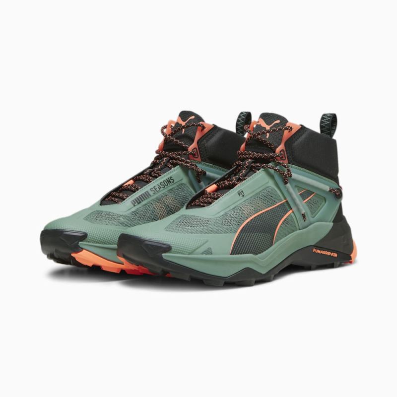 Puma | Men's SEASONS Explore NITRO Mid Hiking Shoes - Eucalyptus-Black-Neon Sun