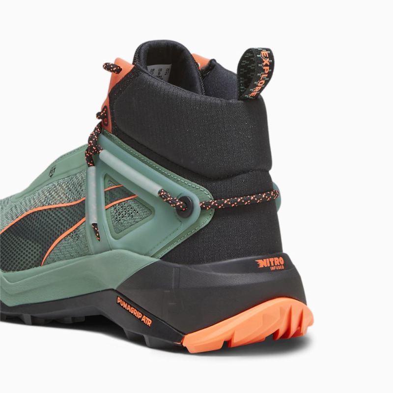 Puma | Men's SEASONS Explore NITRO Mid Hiking Shoes - Eucalyptus-Black-Neon Sun