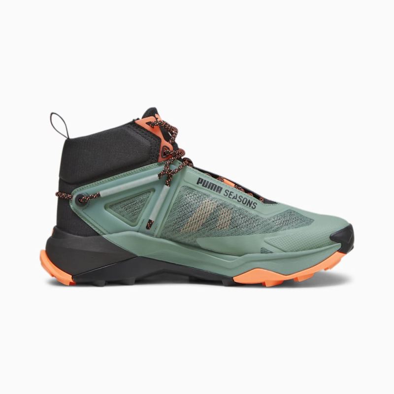 Puma | Men's SEASONS Explore NITRO Mid Hiking Shoes - Eucalyptus-Black-Neon Sun