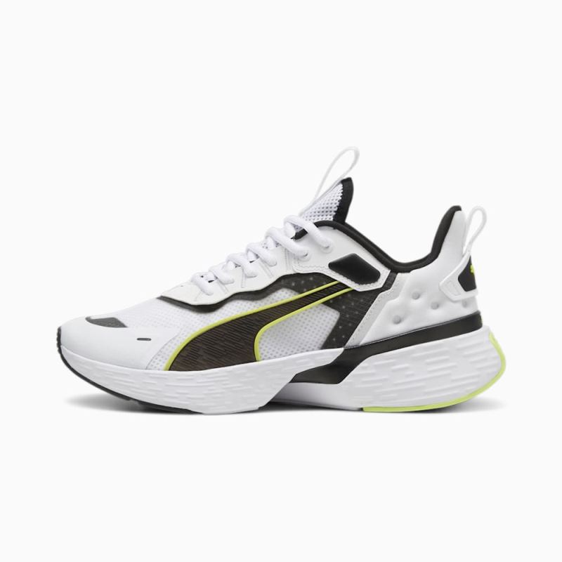 Puma | Men's Softride Sway Running Shoe - White-Black-Lime Pow