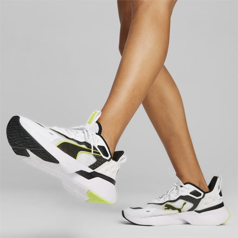 Puma | Men's Softride Sway Running Shoe - White-Black-Lime Pow