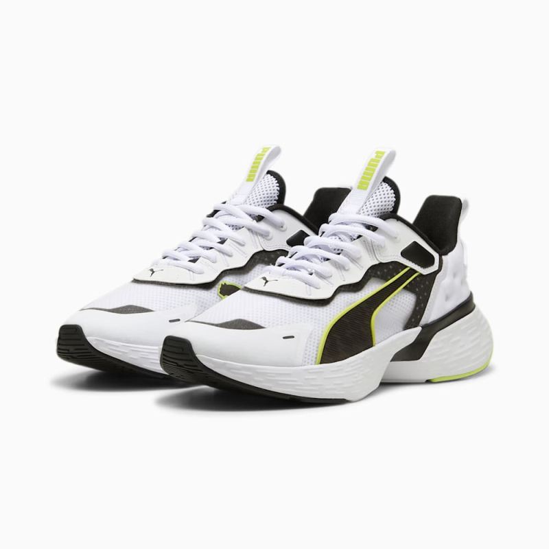 Puma | Men's Softride Sway Running Shoe - White-Black-Lime Pow