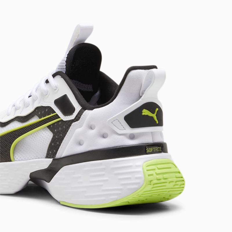 Puma | Men's Softride Sway Running Shoe - White-Black-Lime Pow