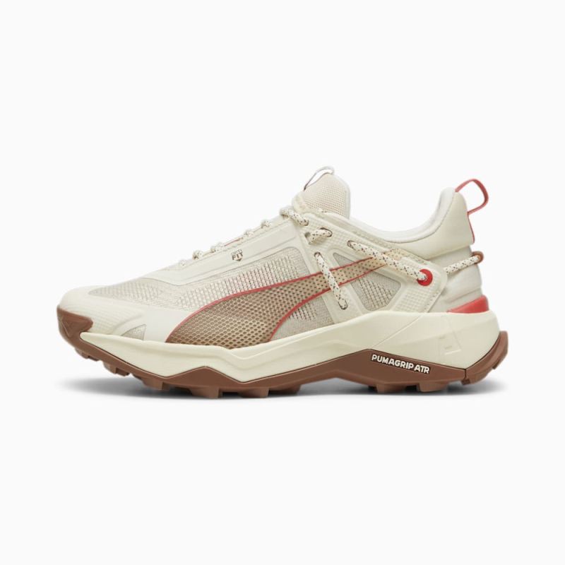 Puma | Women's SEASONS Explore NITRO Hiking Shoes - Sugared Almond-Brown Mushroom-Active Red