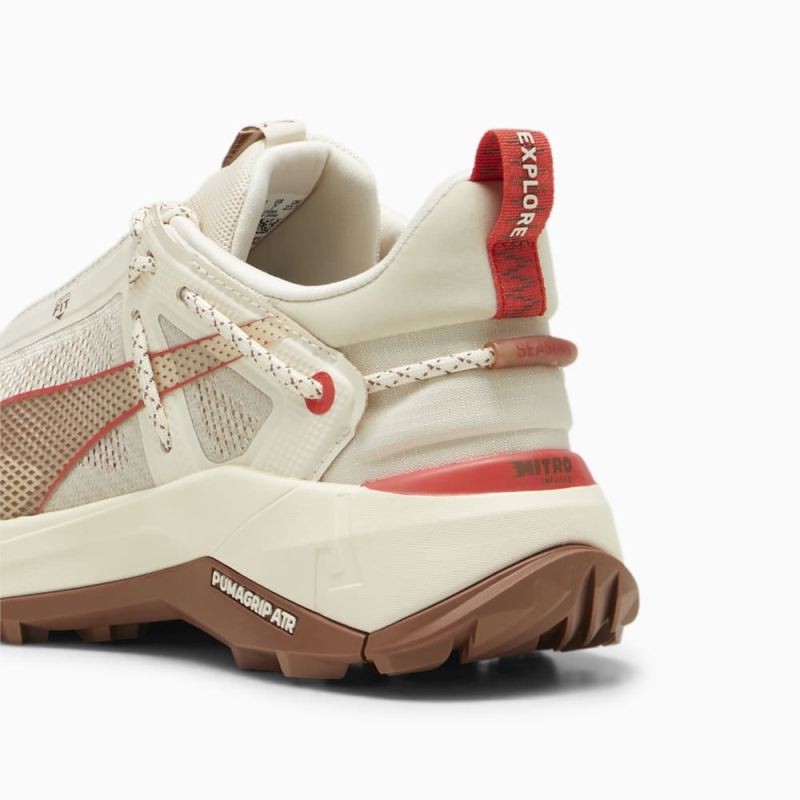 Puma | Women's SEASONS Explore NITRO Hiking Shoes - Sugared Almond-Brown Mushroom-Active Red