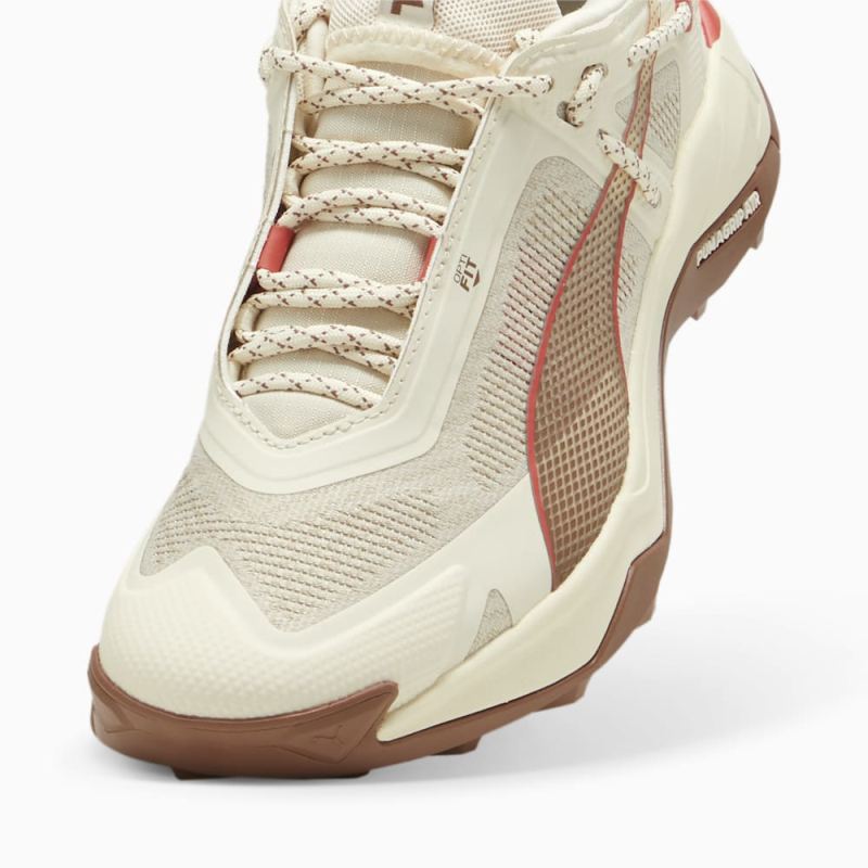 Puma | Women's SEASONS Explore NITRO Hiking Shoes - Sugared Almond-Brown Mushroom-Active Red