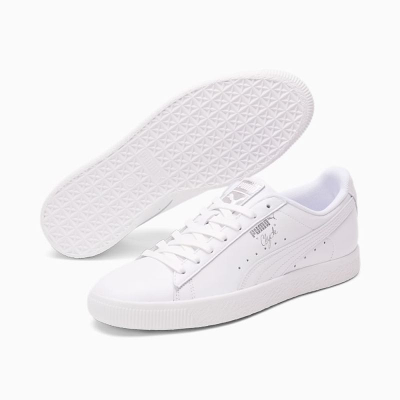 Puma | Men's Clyde Core Foil Sneakers - White-Silver