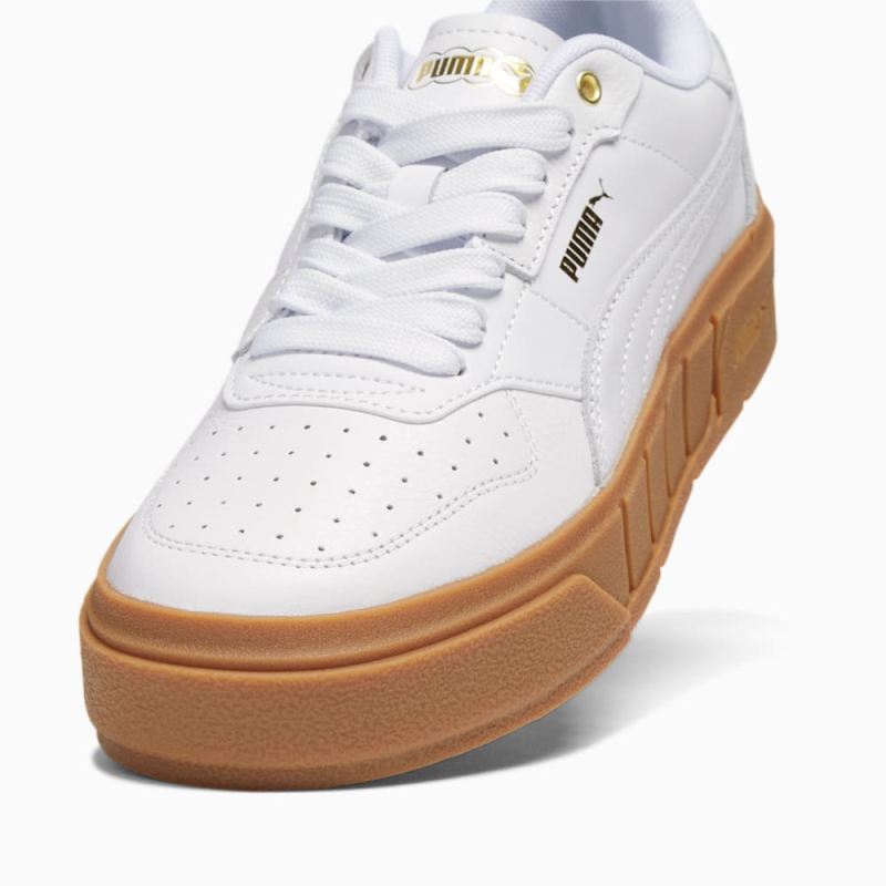 Puma | Women's Cali Court Leather Sneakers - White-White-Gold